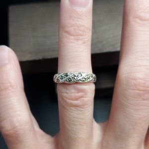 Size 6 Sterling Silver Cool Pattern Marcasite Stones Ring